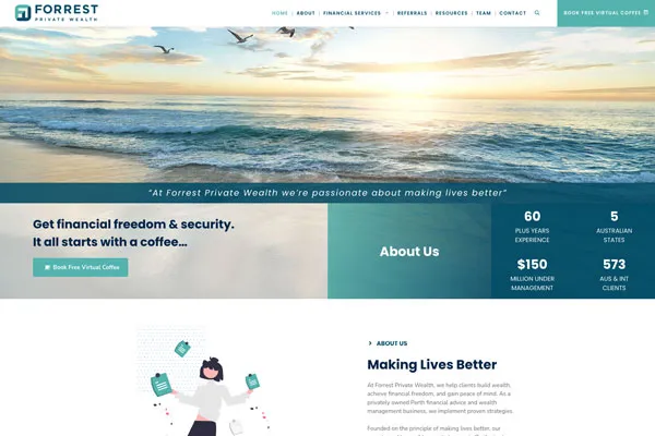 Forrest Private Wealth website homepage shown on desktop